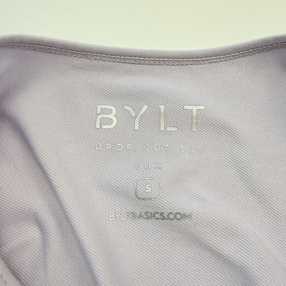 BYLT Shirt Mens S Light Purple Gray Drop Cut Short Sleeve Lux Stretch Gym Casual - Picture 4 of 7